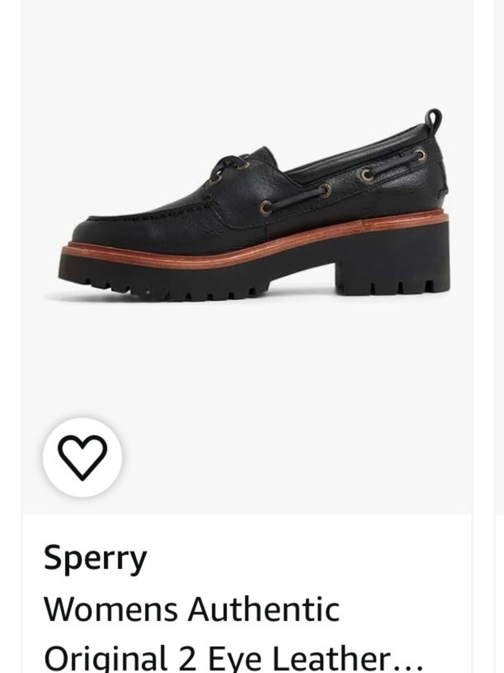 Sperry Black Leather Lug Boat Shoe with Brown Welt
